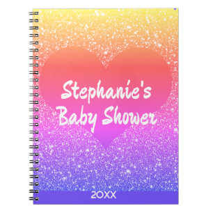 Caderno Espiral Presente Personalizado com Coração de Brilho Rosa 
