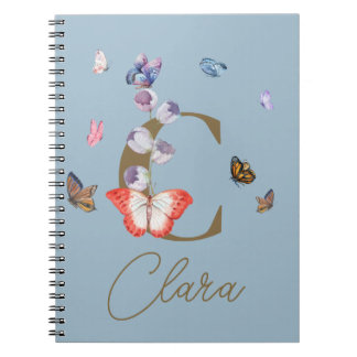 Caderno Espiral Presente Personalizado Floral Colorido da Borbolet