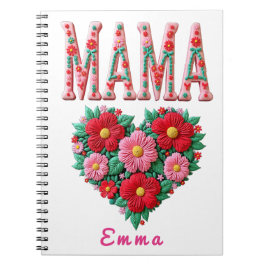Caderno Espiral Presente Personalizado Floral Coração de Mamãe
