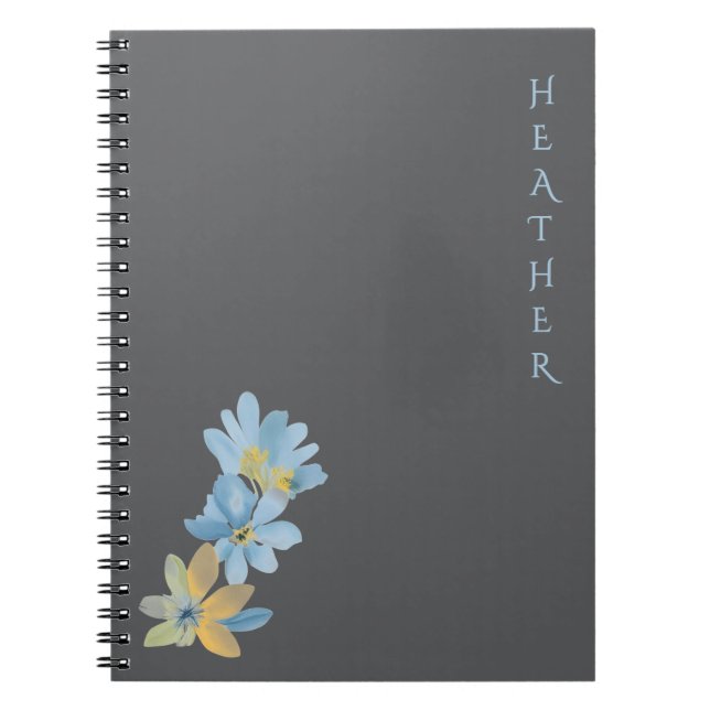Caderno Espiral Presente Pessoalizado Boho Wildflower Cinza para E (Frente)