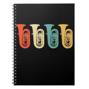 Caderno Espiral Presente Tuba, retro tuba player, orquestra