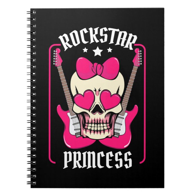 Caderno Espiral Presente Xmas | Rockstar Princess Skull (Frente)