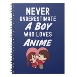 Caderno Espiral Presentes Azul Marinho Amantes de Anime Para Menin