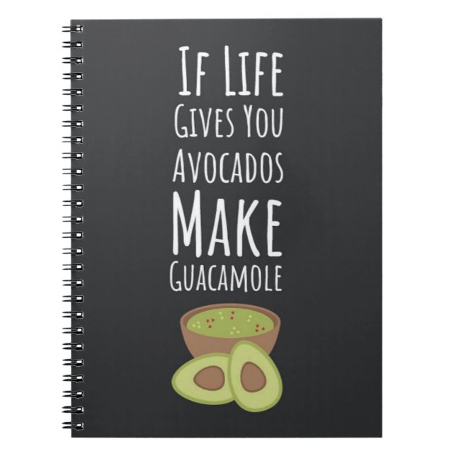 Caderno Espiral Presentes de Abacate Guacamole Moderno Feliz Fruta (Frente)