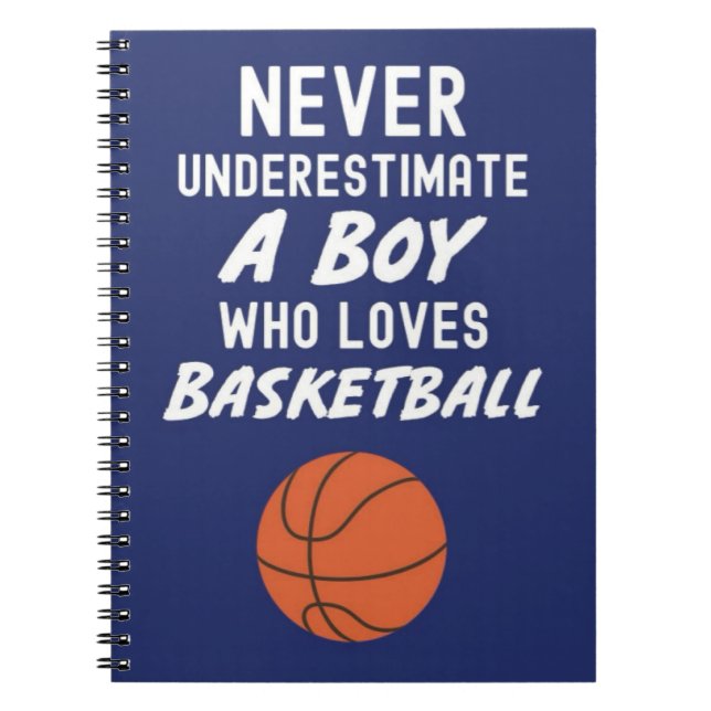 Caderno Espiral Presentes de Basquetebol Azul Marinho Fofo para Ad (Frente)