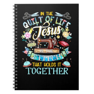 Caderno Espiral Presentes de Encerramento  Em Quilt Of Life Jesus