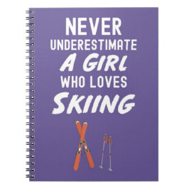 Caderno Espiral Presentes de Esqui Cor-de-Rosa Fofos Para Meninas 