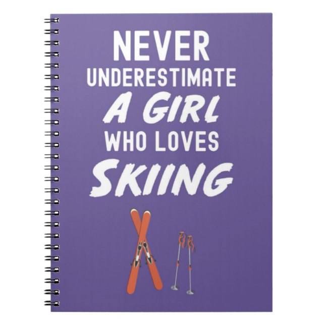 Caderno Espiral Presentes de Esqui Cor-de-Rosa Fofos Para Meninas  (Frente)