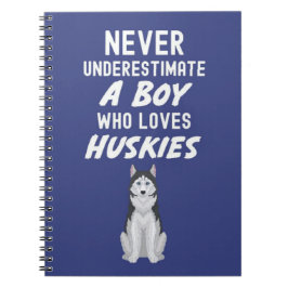 Caderno Espiral Presentes de Husky Azul Marinho Fofo para Bebês Me