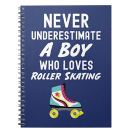 Caderno Espiral Presentes de Patins Azul Marinho para Meninos Pati