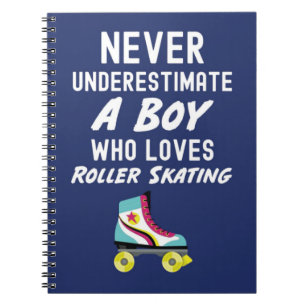 Caderno Espiral Presentes de Patins Azul Marinho para Meninos Pati