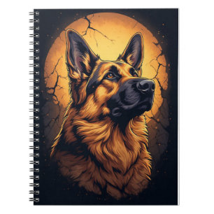 Caderno Espiral 🐾 Presentes de Retrato de Cão Pastor Alemão 🐾