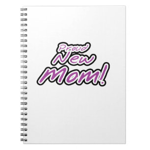 Caderno Espiral Presentes de texto roxos e pretos da nova mãe