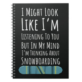 Caderno Espiral Presentes Engraçados de Snowboarding Para Ele Humo