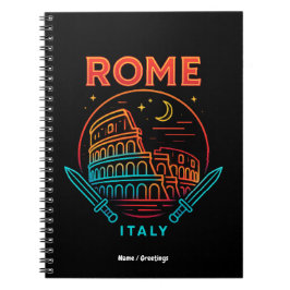 Caderno Espiral Presentes Legais Vintage Roma Itália Coliseu