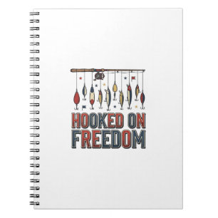 Caderno Espiral Preso à Liberdade Camisa de Pesca Patriótica Desig