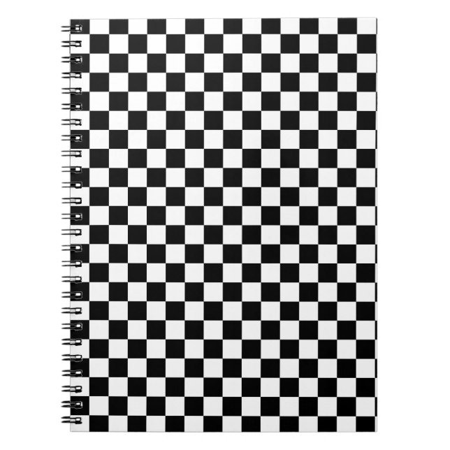 Caderno Espiral Preto & branco Checkered (Frente)
