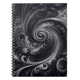 Caderno Espiral Preto Branco Cinza Abstrato Moderno Simples Redemo