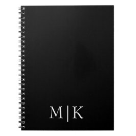 Caderno Espiral Preto & Branco | Monograma moderno