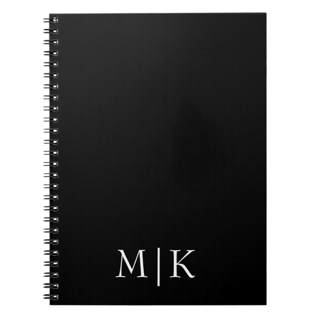 Caderno Espiral Preto & Branco | Monograma moderno (Frente)