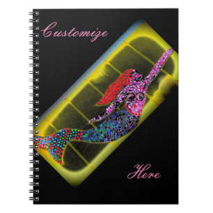 Caderno Espiral preto cor-de-rosa de aumentação da sereia do
