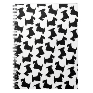 Caderno Espiral Preto do teste padrão do cão do Scottie de Terri