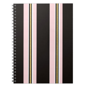 Caderno Espiral Preto Dourado Rosa e Branco