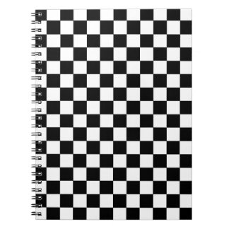 Caderno Espiral Preto e branco Checkered
