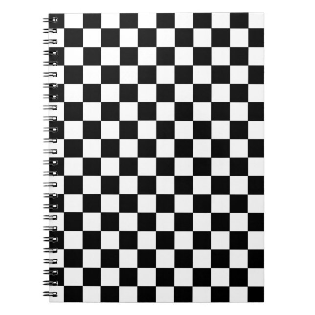 Caderno Espiral Preto e branco Checkered (Frente)