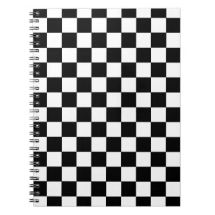 Caderno Espiral Preto e branco Checkered