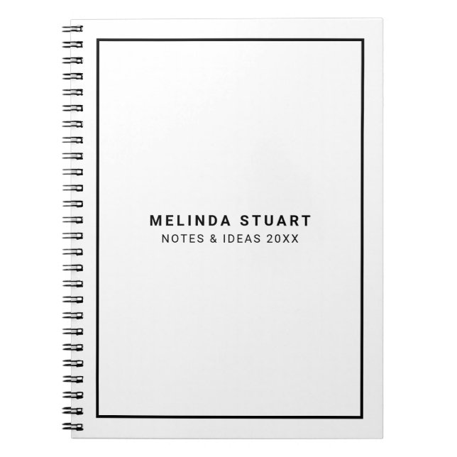 Caderno Espiral Preto e Branco minimalista moderno (Frente)