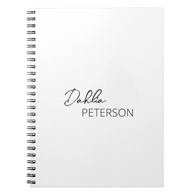 Caderno Espiral Preto e Branco Minimalista Moderno (Frente)