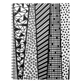 Caderno Espiral Preto e branco - padrão moderno