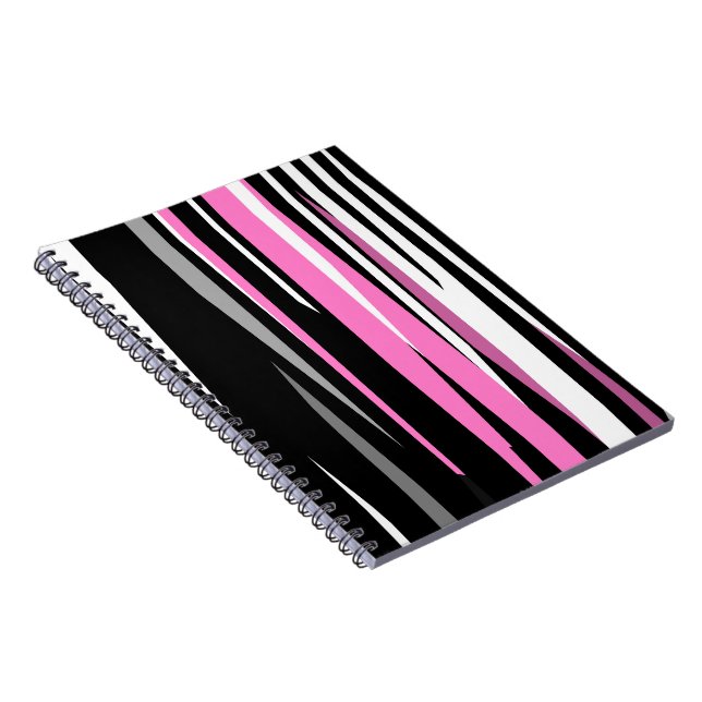 Caderno Espiral Preto e Branco Rosa (Lado Direito)