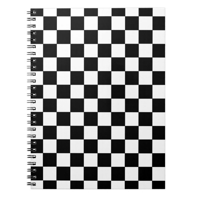 Caderno Espiral Preto e branco verificados (Frente)