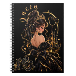 Caderno Espiral Preto e Dourado da Rainha