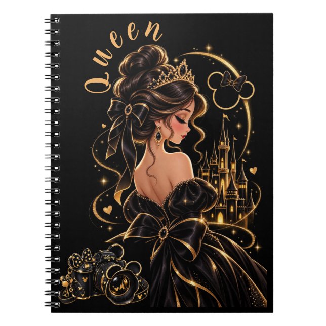 Caderno Espiral Preto e Dourado da Rainha (Frente)