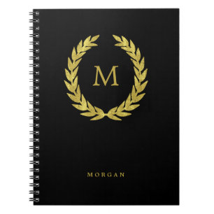 Caderno Espiral Preto e grinalda Dourado do louro do falso com
