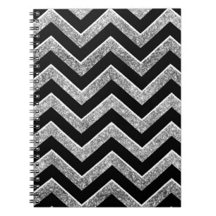 Caderno Espiral Preto e viga glittery da prata