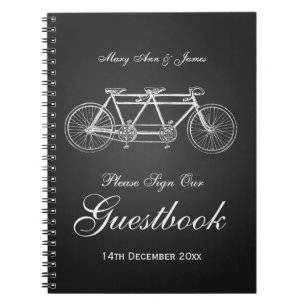 Caderno Espiral Preto em tandem da bicicleta do Guestbook do