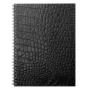 Caderno Espiral Preto-Leigo: Elegância de Textura de Couro