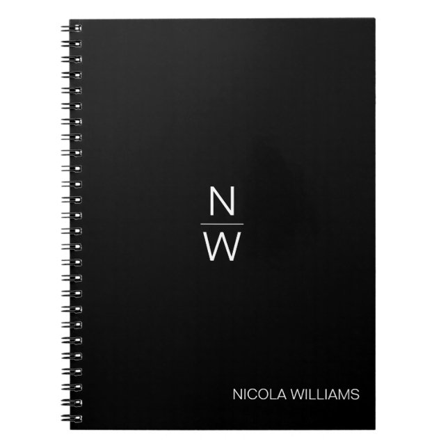 Caderno Espiral Preto Minimalista Simples Moderno Profissional (Frente)