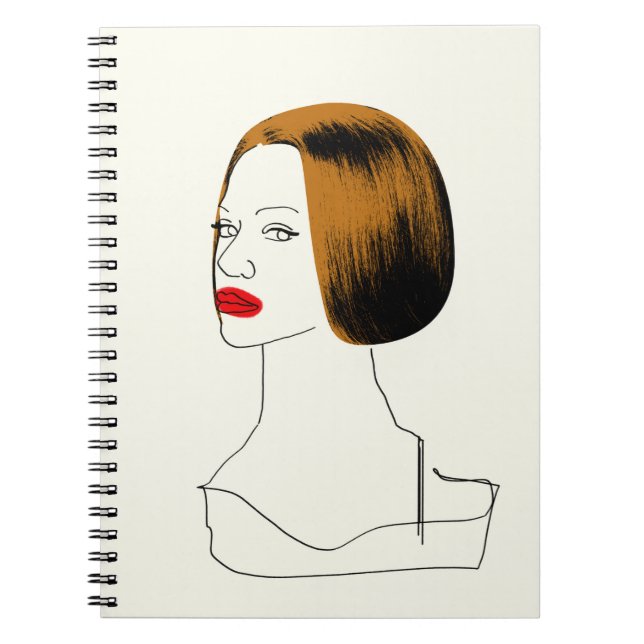 Caderno Espiral Preto órfão | Rachel - esboço elegante do clone (Frente)