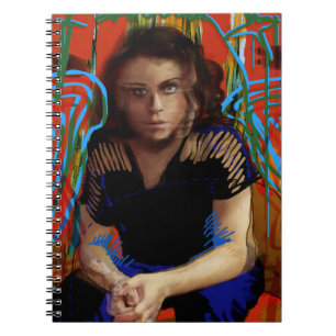 Caderno Espiral Preto órfão Tatiana Maslany - colagem do cará