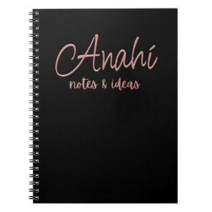 Caderno Espiral Preto personalizado   Notas e Ideias de Folha Rosa