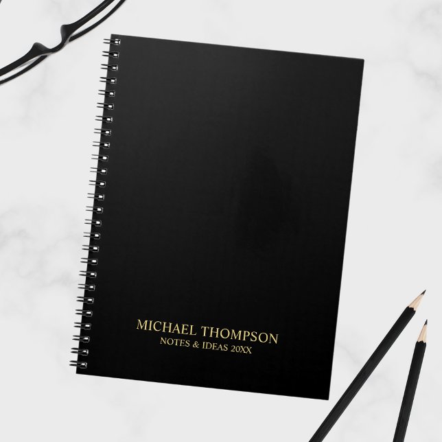 Caderno Espiral Preto profissional e Dourado (Criador carregado)