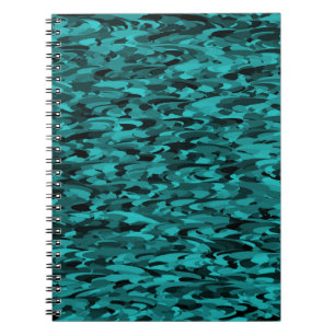 Caderno Espiral Preto-Teal do Padrão abstrato