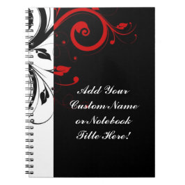 Caderno Espiral Preto Vermelho Vermelho Vermelho Reverso Personali