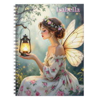 Caderno Espiral Pretty Fairy Themed Floral Fairytale Personalized