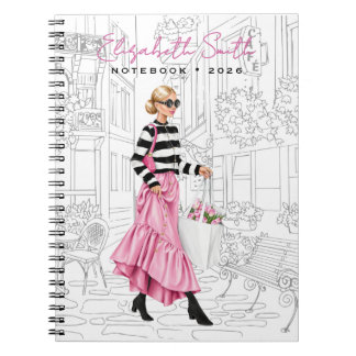 Caderno Espiral Pretty Fashion Girl with Bag in Paris